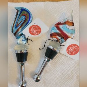 Wine stoppers glass tops NWT